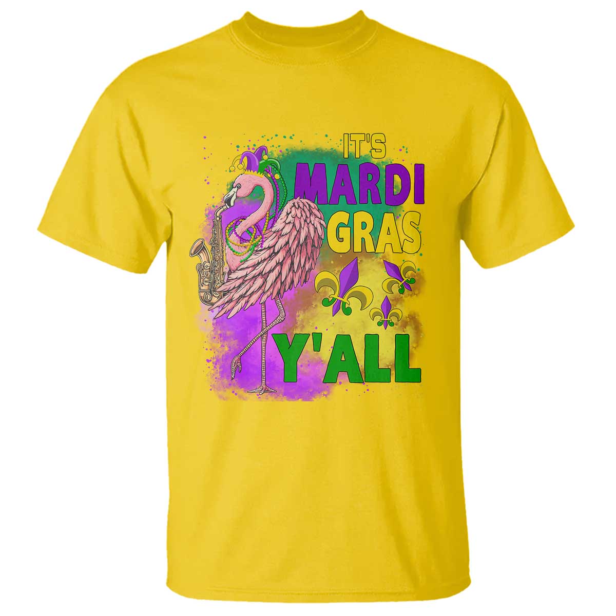 Its Mardi Gras Yall T Shirt Funny Carnival Flamingo TS10 Daisy Print Your Wear