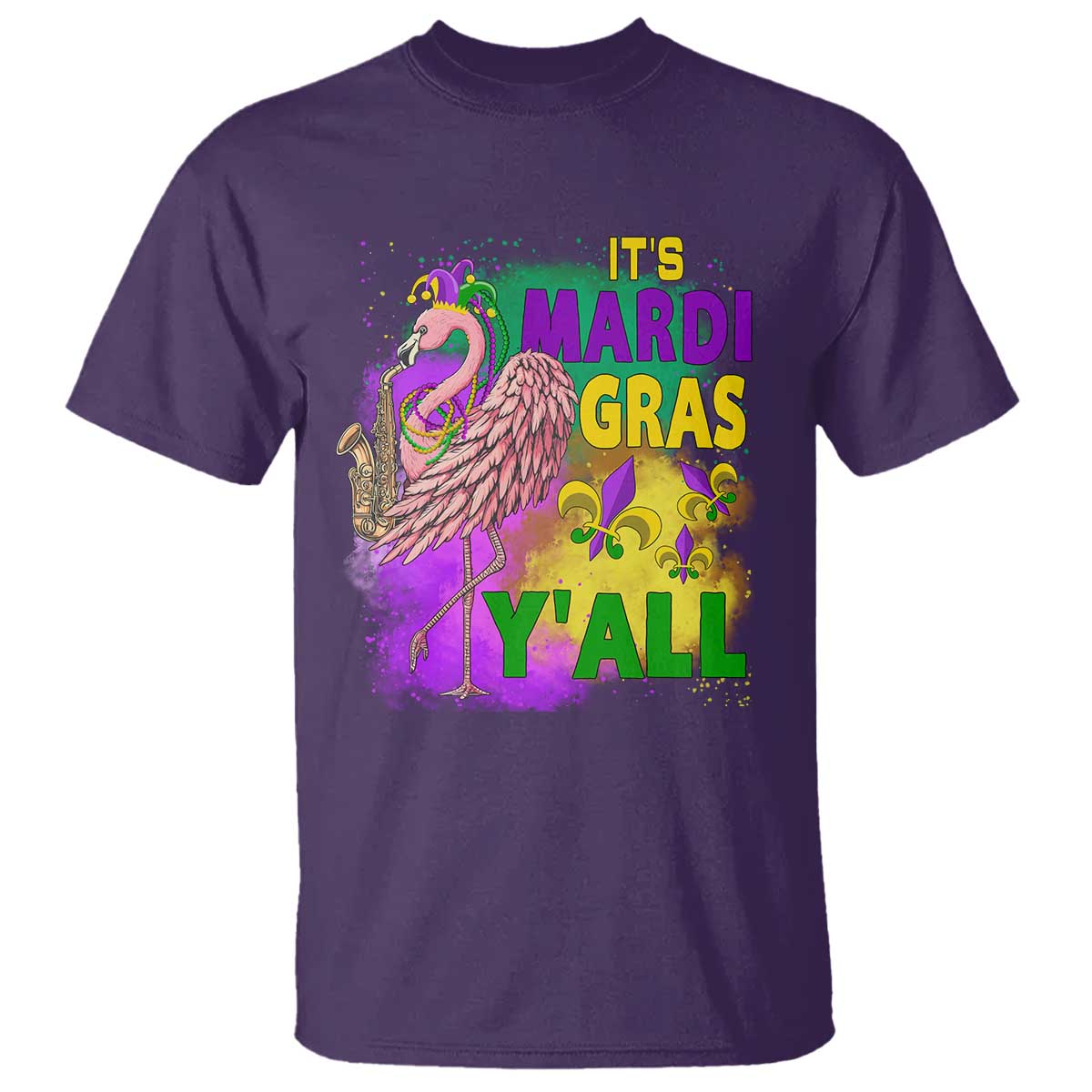 Its Mardi Gras Yall T Shirt Funny Carnival Flamingo TS10 Purple Print Your Wear