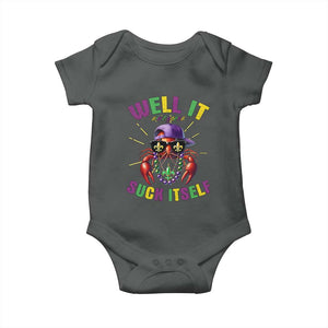 It Aint Gonna Suck Itself Crawfish Funny Mardi Gras Baby Onesie TS10 Dark Heather Print Your Wear