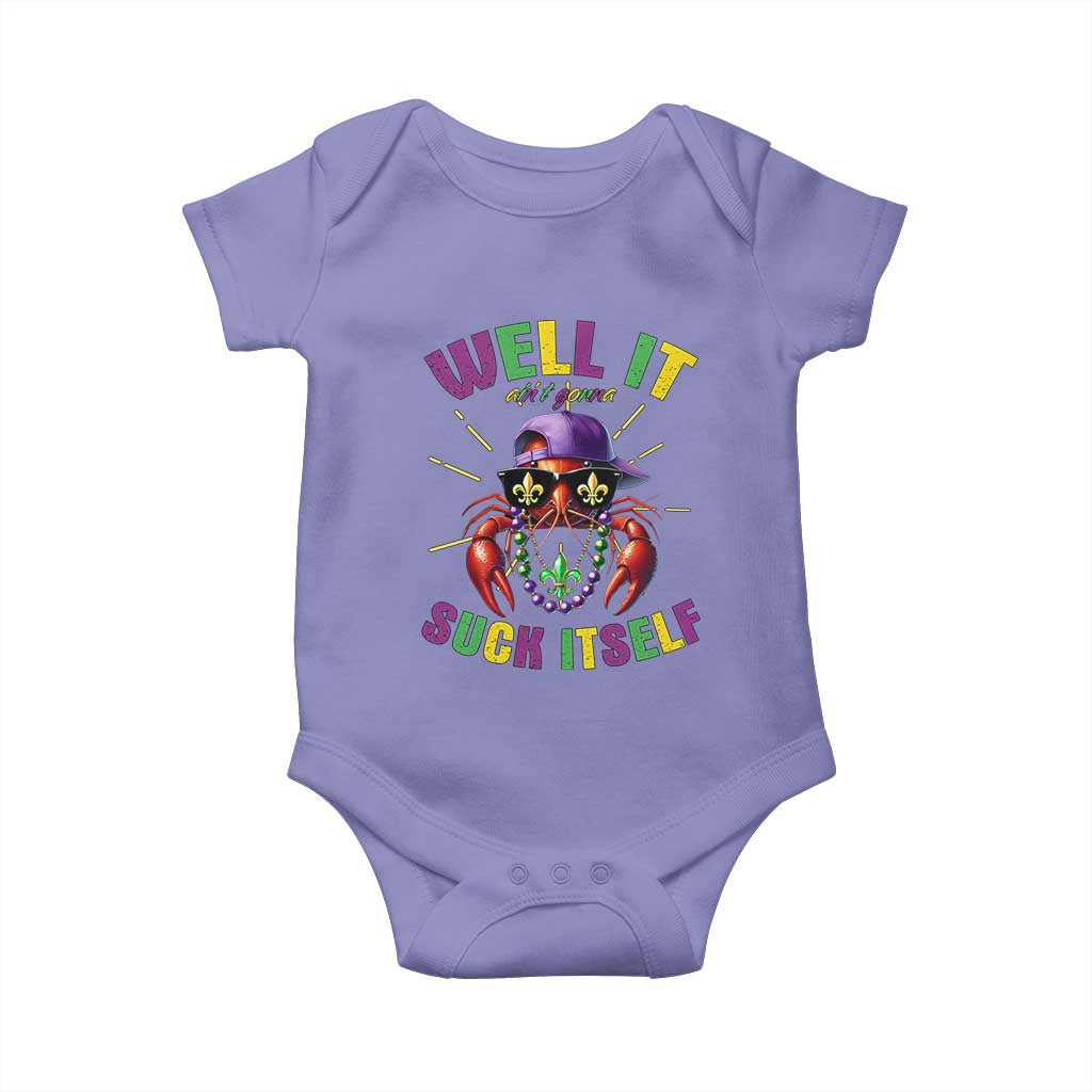 It Aint Gonna Suck Itself Crawfish Funny Mardi Gras Baby Onesie TS10 Violet Print Your Wear