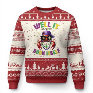 It Aint Gonna Suck Itself Crawfish Funny Mardi Gras Ugly Christmas Sweater TS10 Beige Red Print Your Wear