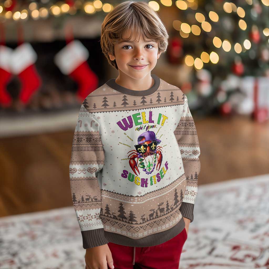 It Aint Gonna Suck Itself Crawfish Funny Mardi Gras Ugly Christmas Sweater TS10 Mocha Mousse Print Your Wear