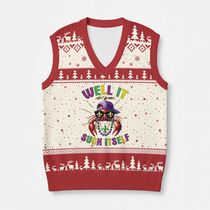 It Aint Gonna Suck Itself Crawfish Funny Mardi Gras V-Neck Knit Sweater Vest TS10 Beige Red Print Your Wear