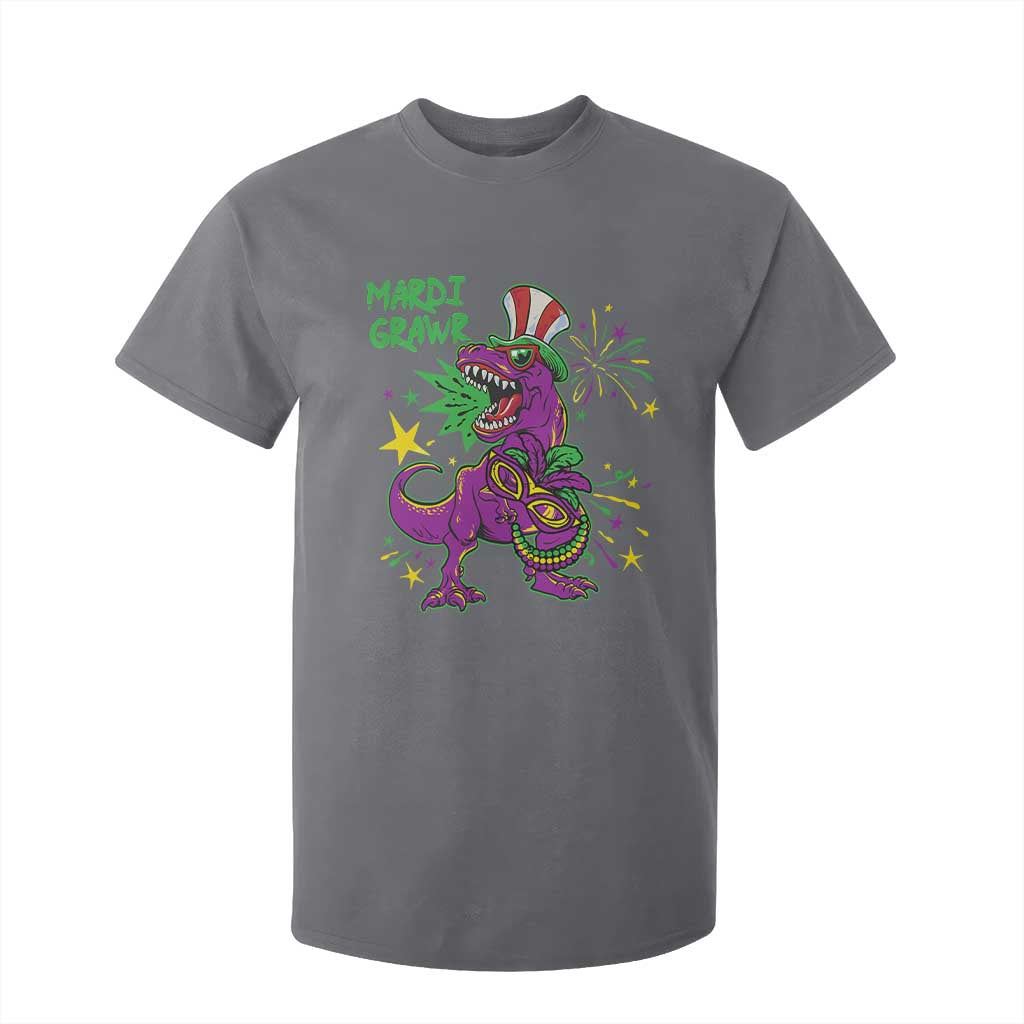 Mardi Gras Dino T Shirt For Kid Toddler Kids Boys Gift Mardi Grawr TS10 Charcoal Print Your Wear
