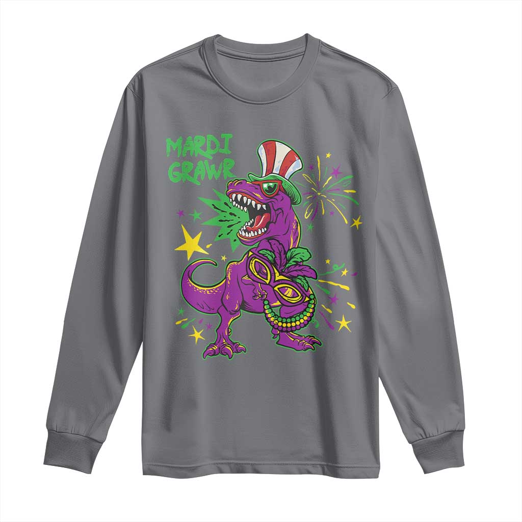 Mardi Gras Dino Long Sleeve Shirt Toddler Kids Boys Gift Mardi Grawr TS10 Charcoal Print Your Wear