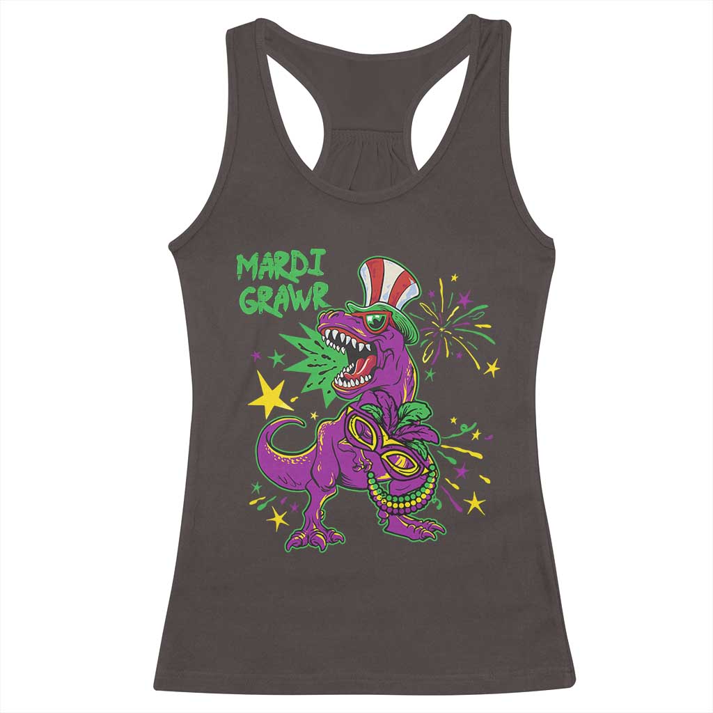 Mardi Gras Dino Racerback Tank Top Toddler Kids Boys Gift Mardi Grawr TS10 Dark Chocolate Print Your Wear