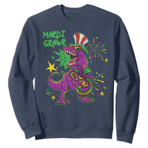 Mardi Gras Dino Sweatshirt Toddler Kids Boys Gift Mardi Grawr TS10 Navy Print Your Wear