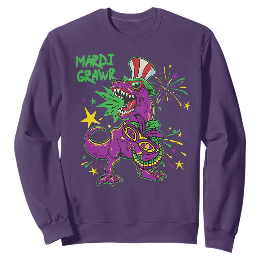 Mardi Gras Dino Sweatshirt Toddler Kids Boys Gift Mardi Grawr TS10 Purple Print Your Wear