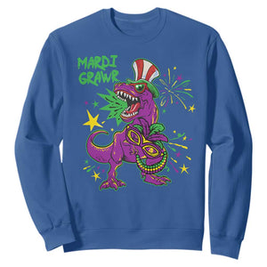 Mardi Gras Dino Sweatshirt Toddler Kids Boys Gift Mardi Grawr TS10 Royal Blue Print Your Wear