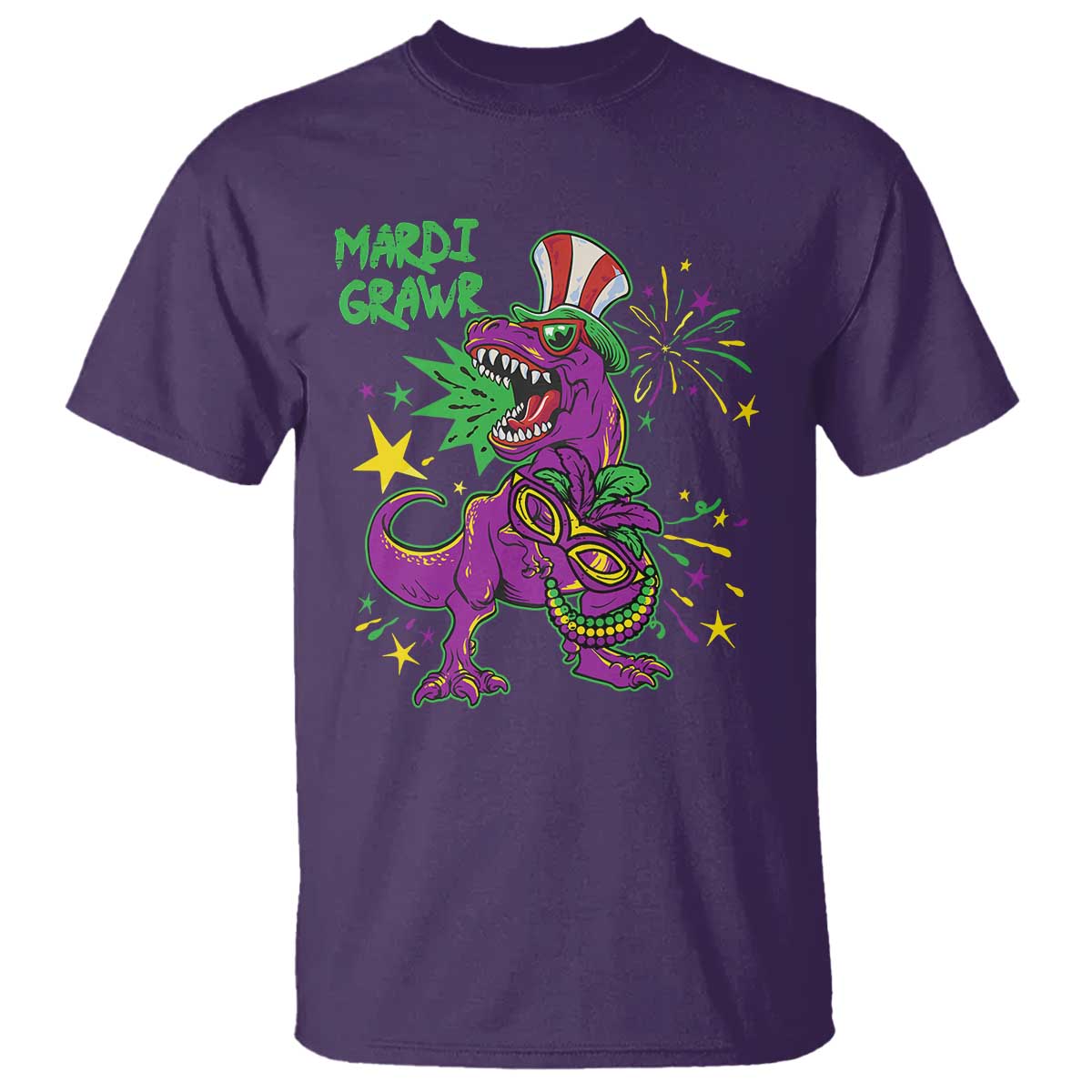Mardi Gras Dino T Shirt Toddler Kids Boys Gift Mardi Grawr TS10 Purple Print Your Wear