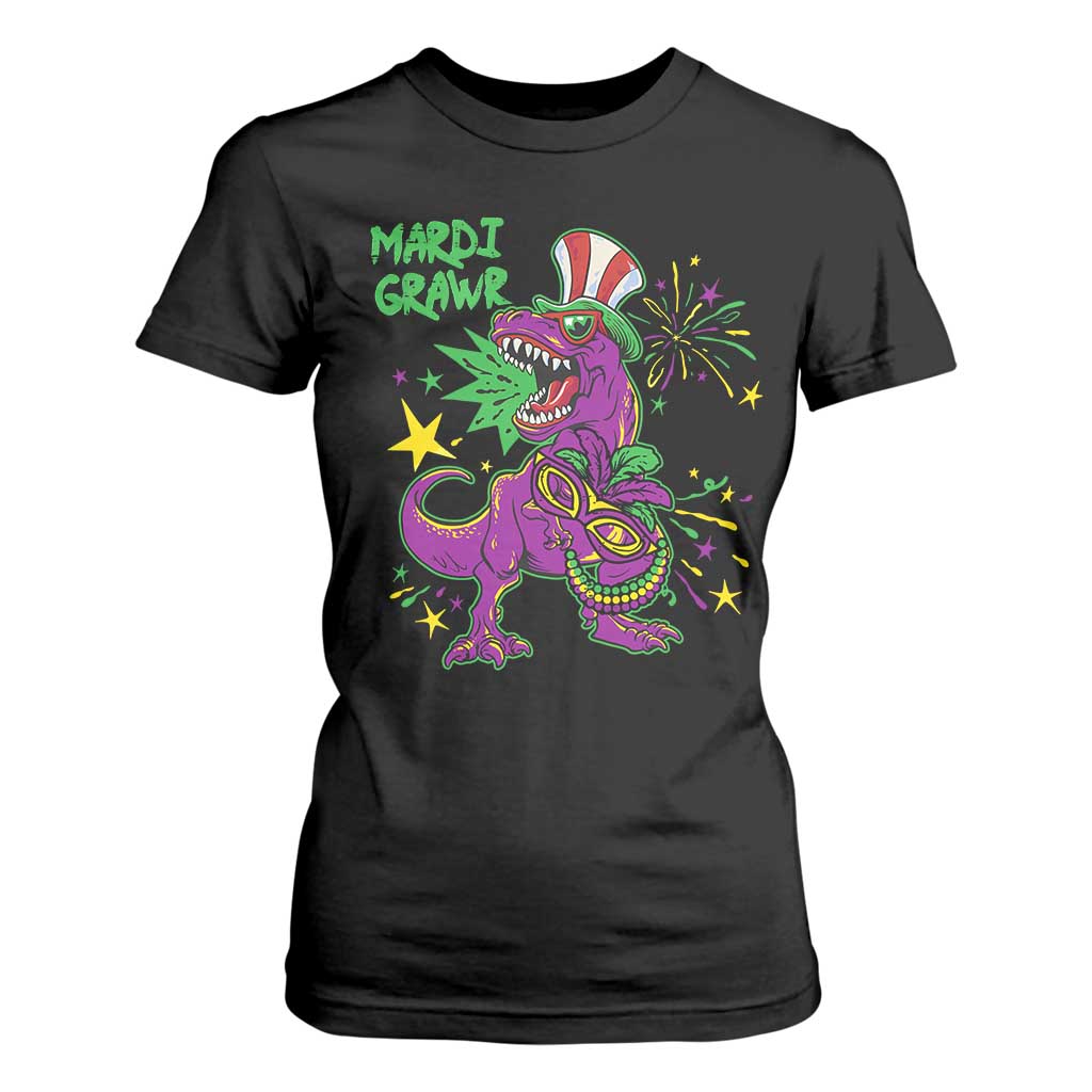 Mardi Gras Dino T Shirt For Women Toddler Kids Boys Gift Mardi Grawr TS10 Black Print Your Wear