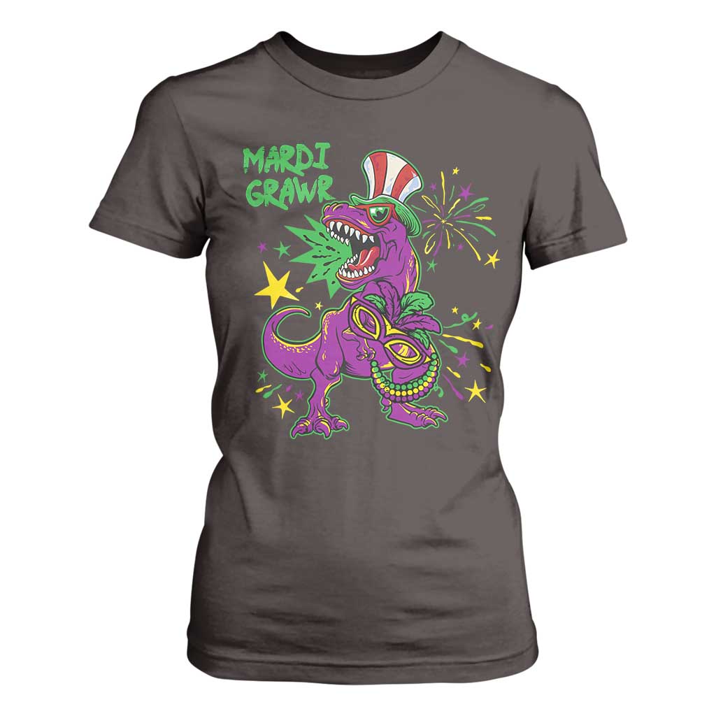 Mardi Gras Dino T Shirt For Women Toddler Kids Boys Gift Mardi Grawr TS10 Dark Chocolate Print Your Wear