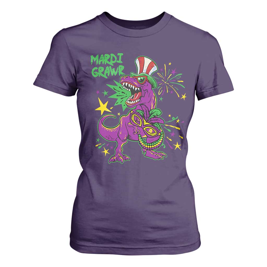 Mardi Gras Dino T Shirt For Women Toddler Kids Boys Gift Mardi Grawr TS10 Purple Print Your Wear