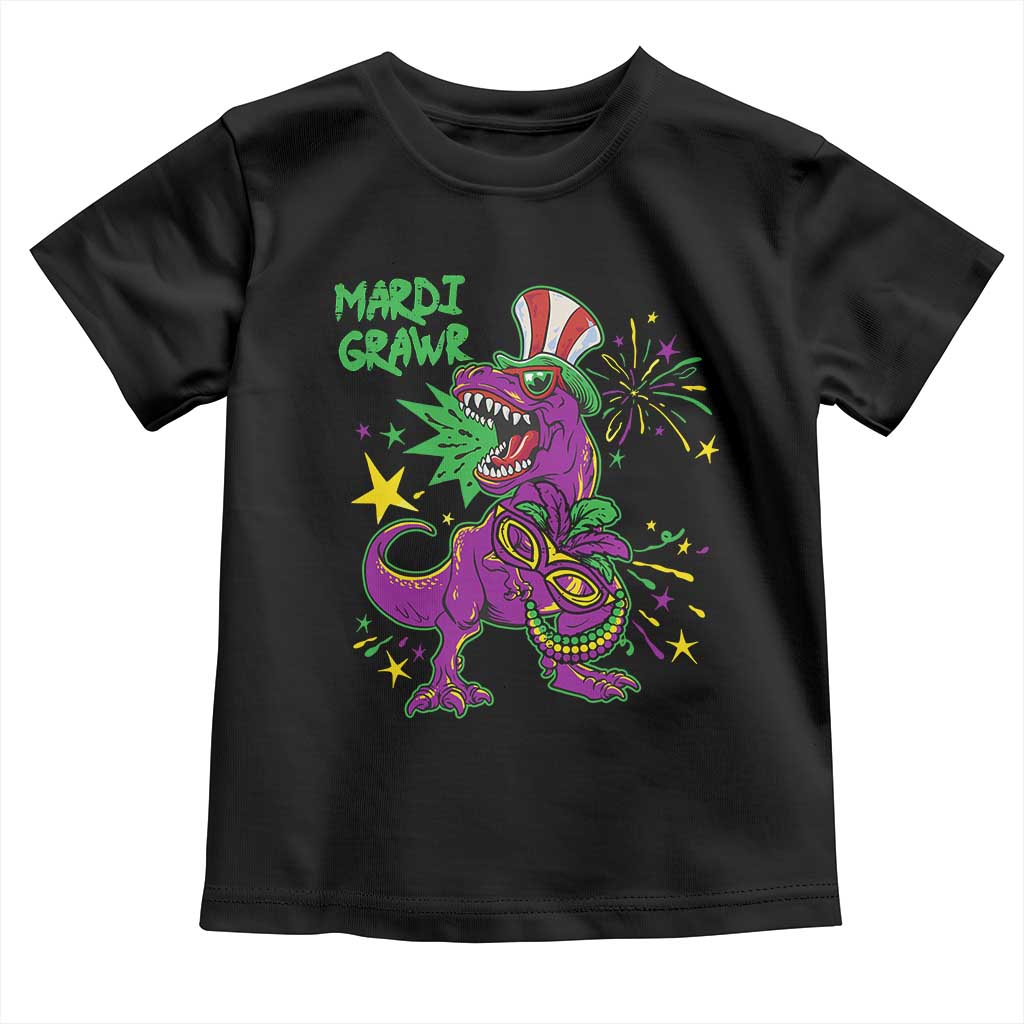 Mardi Gras Dino Toddler T Shirt Toddler Kids Boys Gift Mardi Grawr TS10 Black Print Your Wear