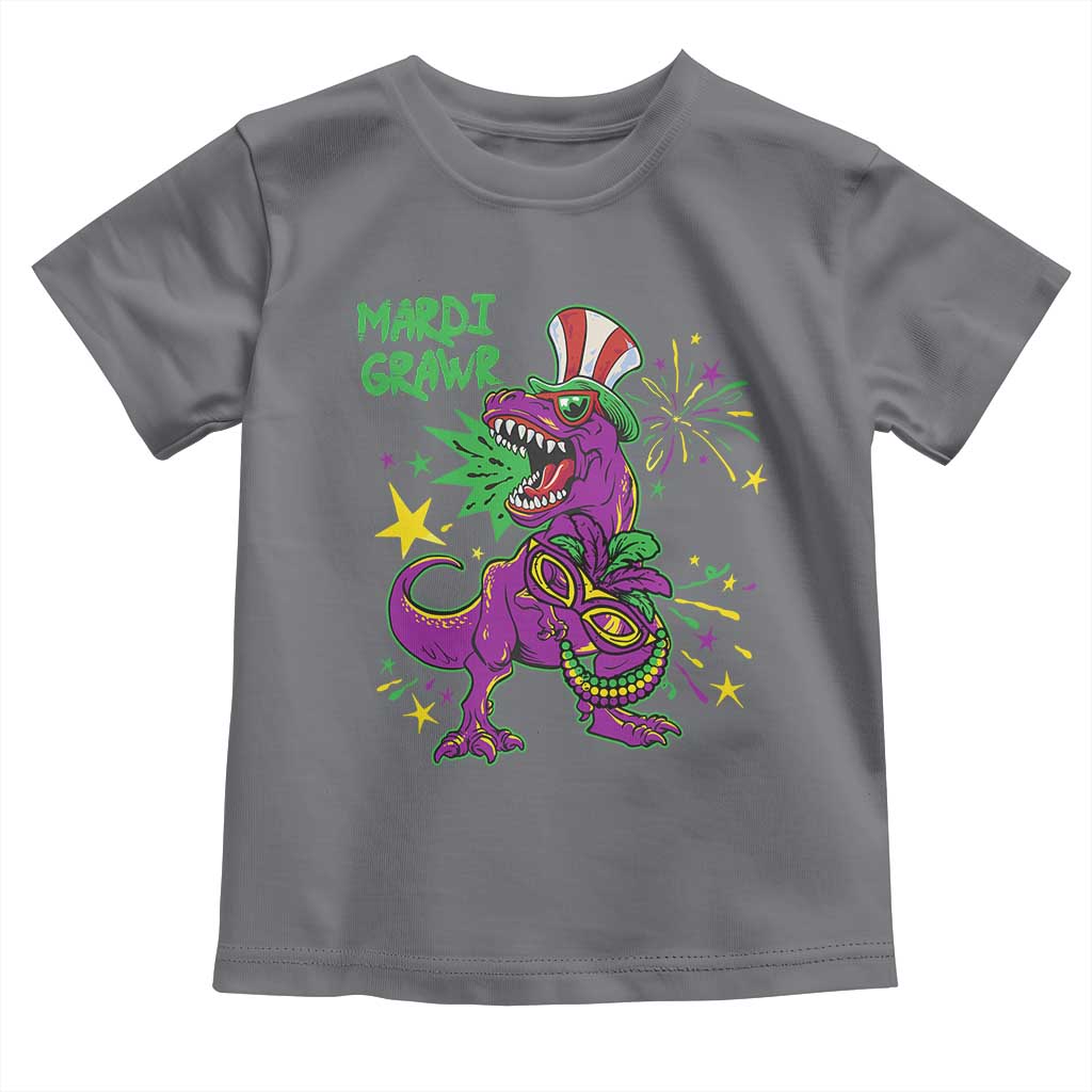 Mardi Gras Dino Toddler T Shirt Toddler Kids Boys Gift Mardi Grawr TS10 Charcoal Print Your Wear