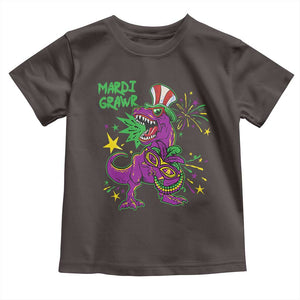 Mardi Gras Dino Toddler T Shirt Toddler Kids Boys Gift Mardi Grawr TS10 Dark Chocolate Print Your Wear