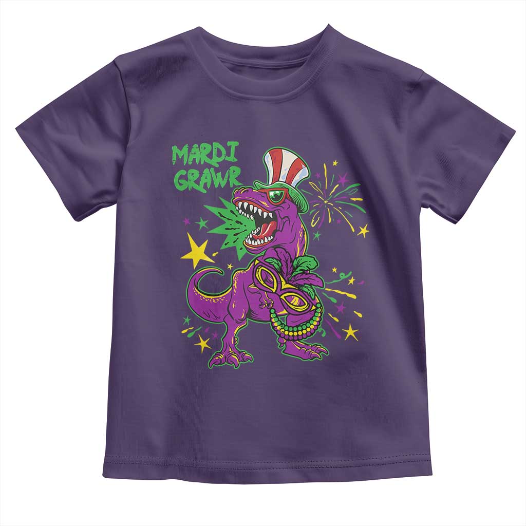 Mardi Gras Dino Toddler T Shirt Toddler Kids Boys Gift Mardi Grawr TS10 Purple Print Your Wear
