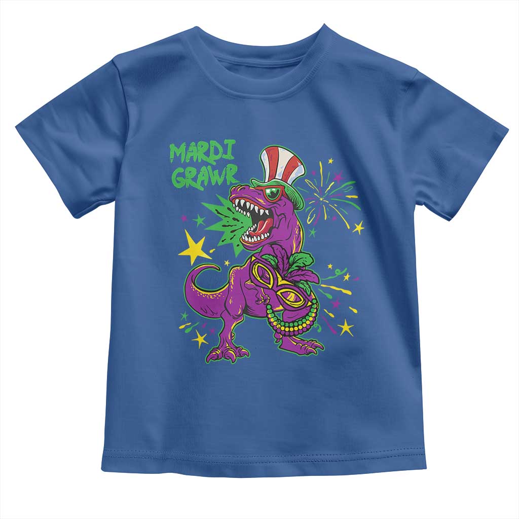 Mardi Gras Dino Toddler T Shirt Toddler Kids Boys Gift Mardi Grawr TS10 Royal Blue Print Your Wear