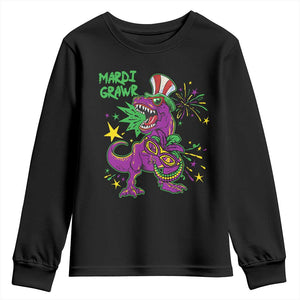 Mardi Gras Dino Youth Sweatshirt Toddler Kids Boys Gift Mardi Grawr TS10 Black Print Your Wear
