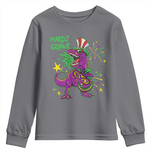 Mardi Gras Dino Youth Sweatshirt Toddler Kids Boys Gift Mardi Grawr TS10 Charcoal Print Your Wear