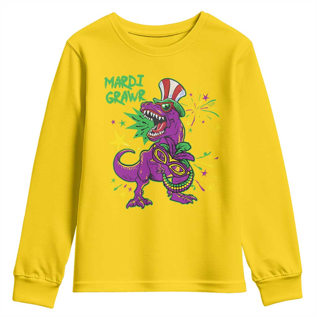 Mardi Gras Dino Youth Sweatshirt Toddler Kids Boys Gift Mardi Grawr TS10 Daisy Print Your Wear