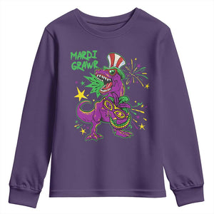 Mardi Gras Dino Youth Sweatshirt Toddler Kids Boys Gift Mardi Grawr TS10 Purple Print Your Wear