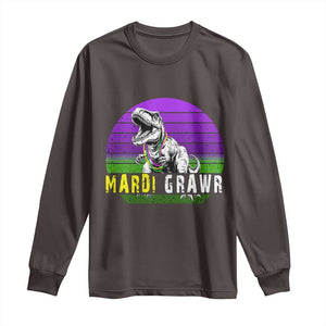 Mardi Grawr Dinosaur Long Sleeve Shirt Toddler Kids Boys Gift TS10 Dark Chocolate Print Your Wear