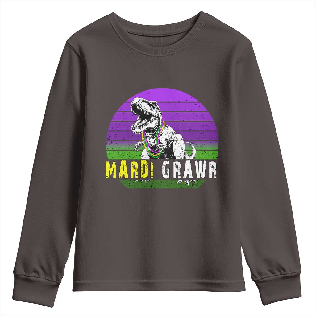 Mardi Grawr Dinosaur Youth Sweatshirt Toddler Kids Boys Gift TS10 Dark Chocolate Print Your Wear