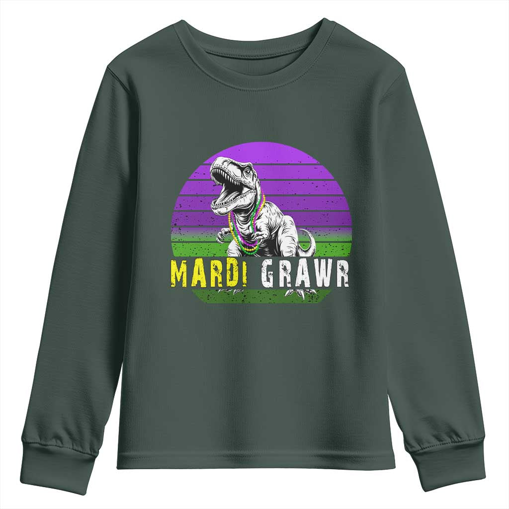 Mardi Grawr Dinosaur Youth Sweatshirt Toddler Kids Boys Gift TS10 Dark Forest Green Print Your Wear