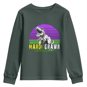 Mardi Grawr Dinosaur Youth Sweatshirt Toddler Kids Boys Gift TS10 Dark Forest Green Print Your Wear