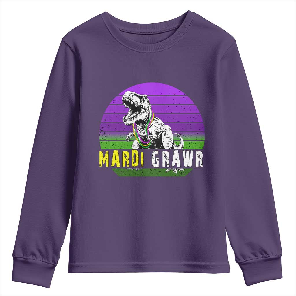 Mardi Grawr Dinosaur Youth Sweatshirt Toddler Kids Boys Gift TS10 Purple Print Your Wear