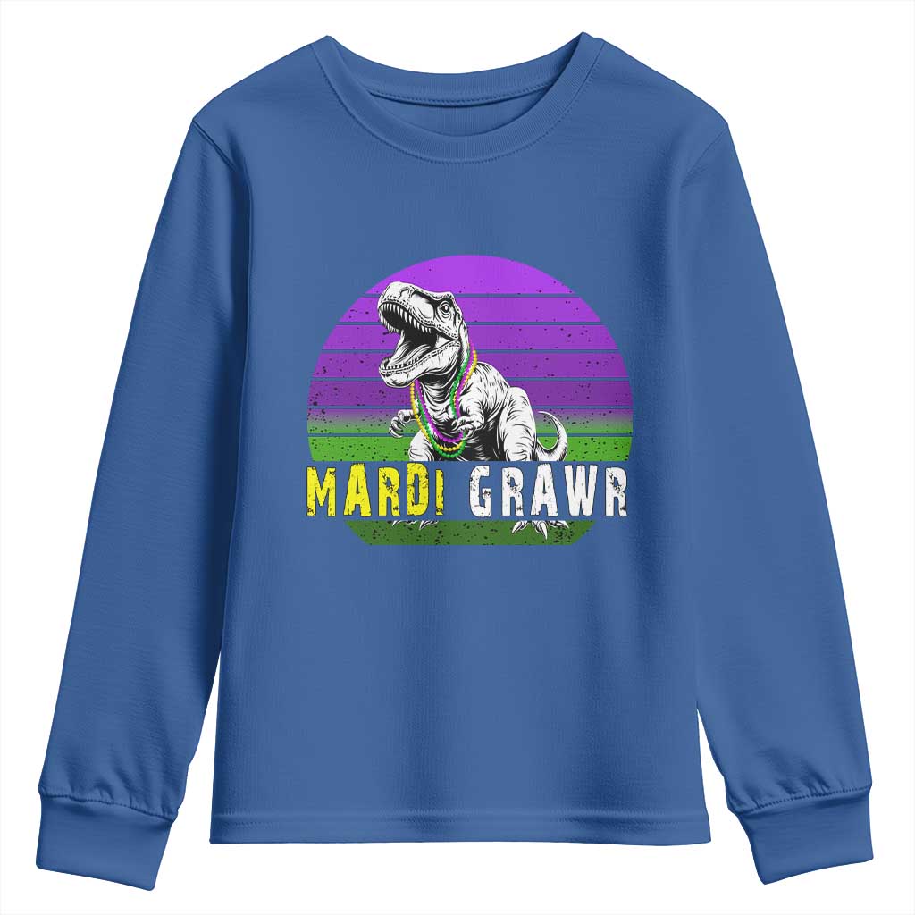 Mardi Grawr Dinosaur Youth Sweatshirt Toddler Kids Boys Gift TS10 Royal Blue Print Your Wear