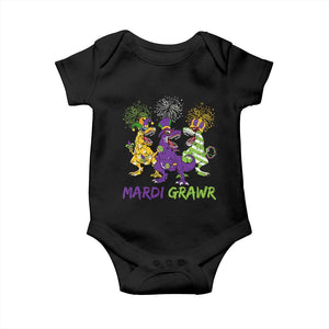 Mardi Gras Dinosaur Baby Onesie Dino Mardi Grawr Firework TS10 Black Print Your Wear