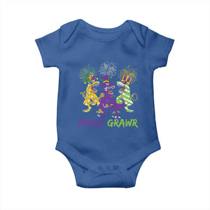 Mardi Gras Dinosaur Baby Onesie Dino Mardi Grawr Firework TS10 Royal Blue Print Your Wear