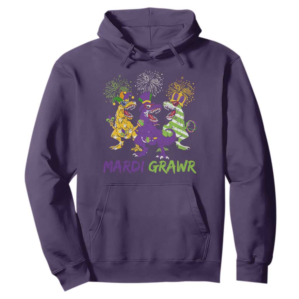Mardi Gras Dinosaur Hoodie Dino Mardi Grawr Firework TS10 Purple Print Your Wear