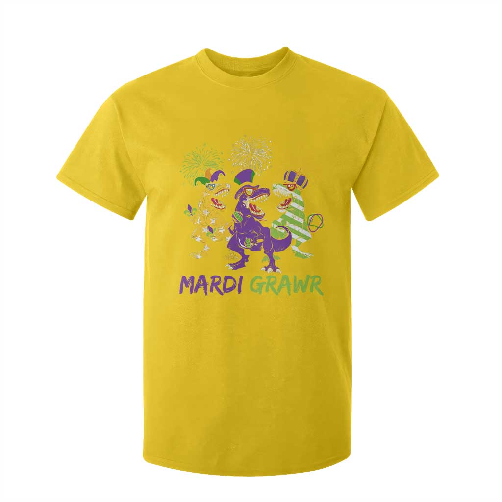 Mardi Gras Dinosaur T Shirt For Kid Dino Mardi Grawr Firework TS10 Daisy Print Your Wear