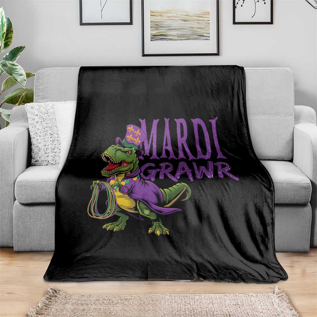 Dinosaur Mardi Gras Throw Blanket Funny Meme New Orleans Party Custume Beads TS10 Print Your Wear
