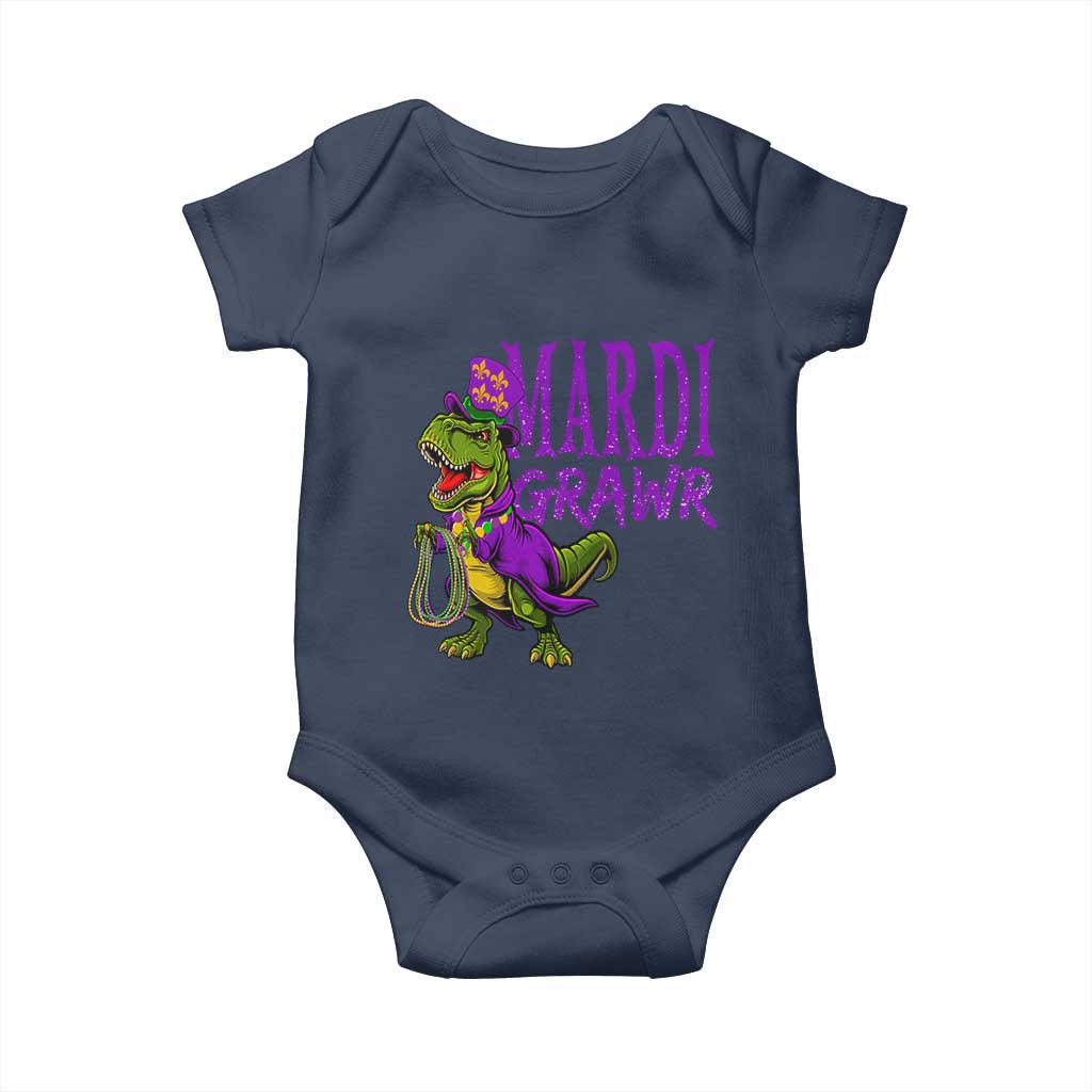 Dinosaur Mardi Gras Baby Onesie Funny Meme New Orleans Party Custume Beads TS10 Navy Print Your Wear