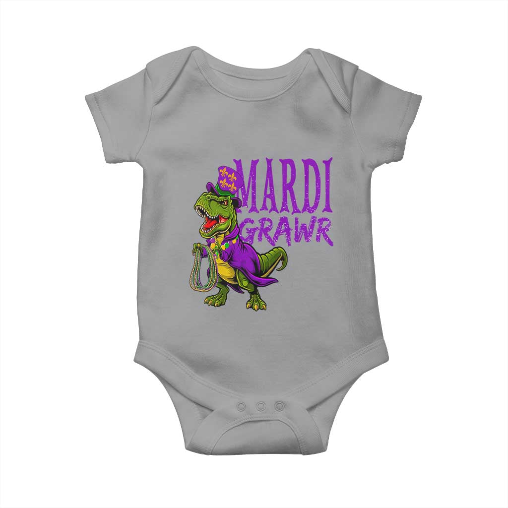 Dinosaur Mardi Gras Baby Onesie Funny Meme New Orleans Party Custume Beads TS10 Sport Gray Print Your Wear