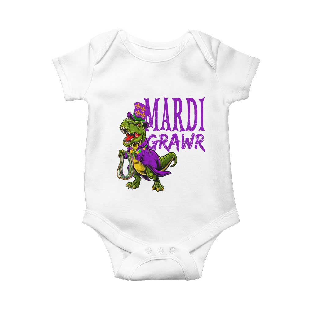 Dinosaur Mardi Gras Baby Onesie Funny Meme New Orleans Party Custume Beads TS10 White Print Your Wear