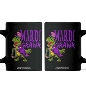 Dinosaur Mardi Gras Coffee Mug Funny Meme New Orleans Party Custume Beads TS10 Black Print Your Wear
