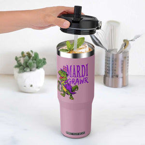 Dinosaur Mardi Gras Flip Straw Tumbler Funny Meme New Orleans Party Custume Beads TS10 One Size: 30 oz Light Pink Print Your Wear