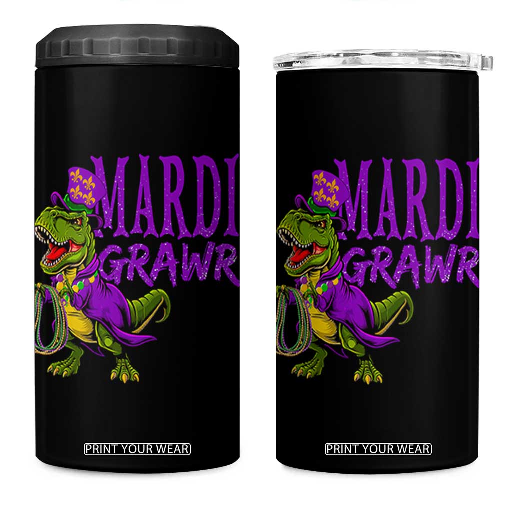 Dinosaur Mardi Gras 4 in 1 Can Cooler Tumbler Funny Meme New Orleans Party Custume Beads TS10 One Size: 16 oz Black Print Your Wear