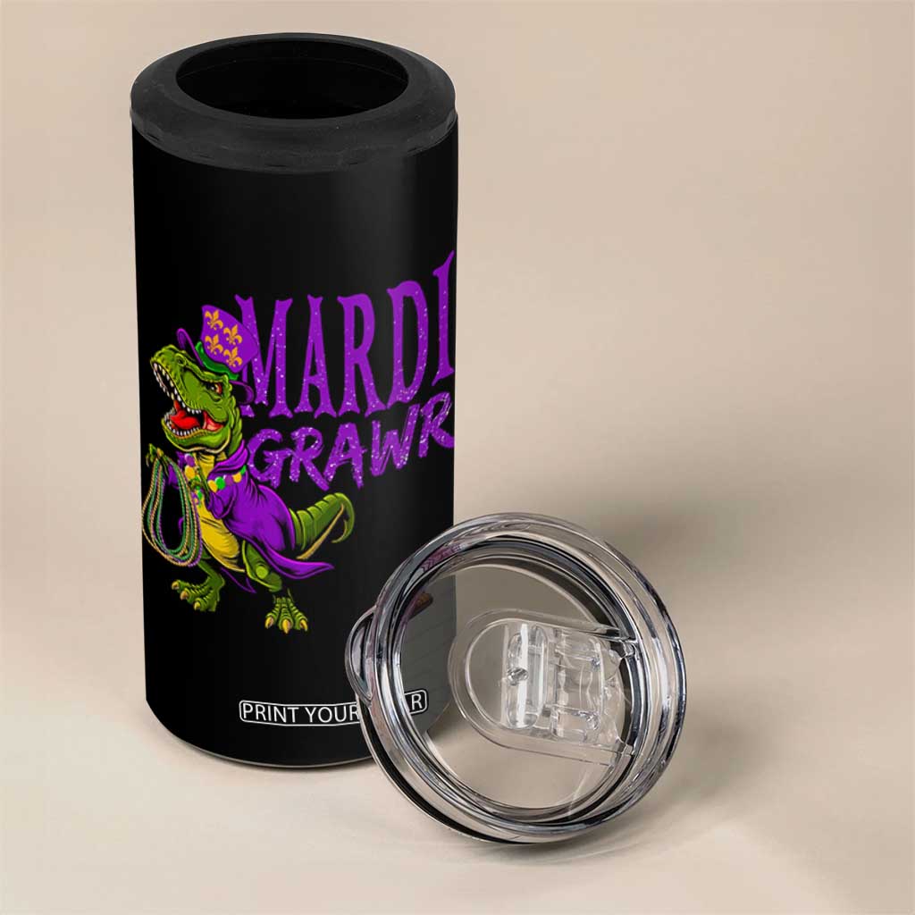 Dinosaur Mardi Gras 4 in 1 Can Cooler Tumbler Funny Meme New Orleans Party Custume Beads TS10 Print Your Wear