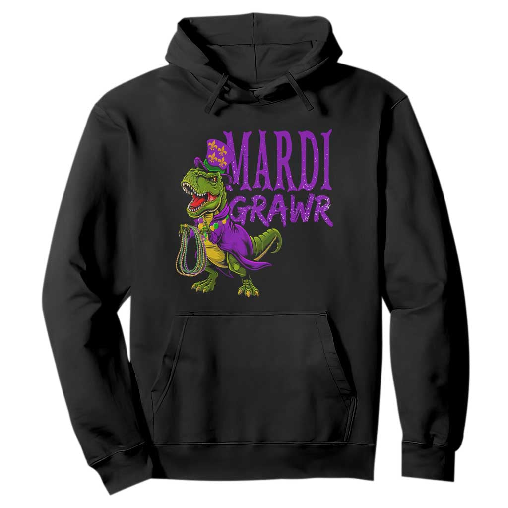 Dinosaur Mardi Gras Hoodie Funny Meme New Orleans Party Custume Beads TS10 Black Print Your Wear