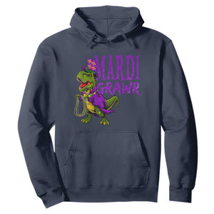 Dinosaur Mardi Gras Hoodie Funny Meme New Orleans Party Custume Beads TS10 Navy Print Your Wear