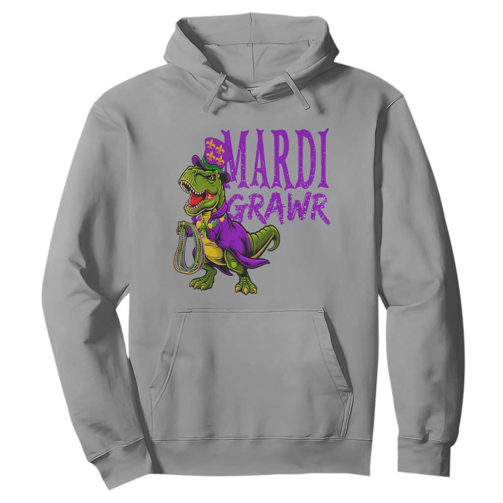 Dinosaur Mardi Gras Hoodie Funny Meme New Orleans Party Custume Beads TS10 Sport Gray Print Your Wear