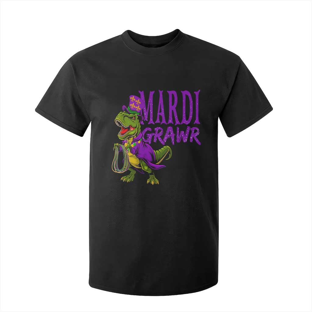 Dinosaur Mardi Gras T Shirt For Kid Funny Meme New Orleans Party Custume Beads TS10 Black Print Your Wear