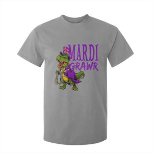 Dinosaur Mardi Gras T Shirt For Kid Funny Meme New Orleans Party Custume Beads TS10 Sport Gray Print Your Wear