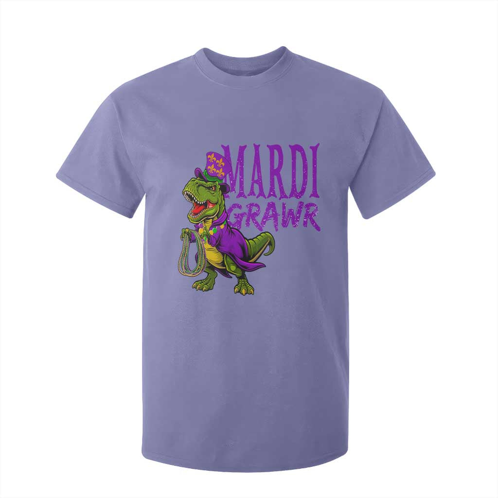 Dinosaur Mardi Gras T Shirt For Kid Funny Meme New Orleans Party Custume Beads TS10 Violet Print Your Wear